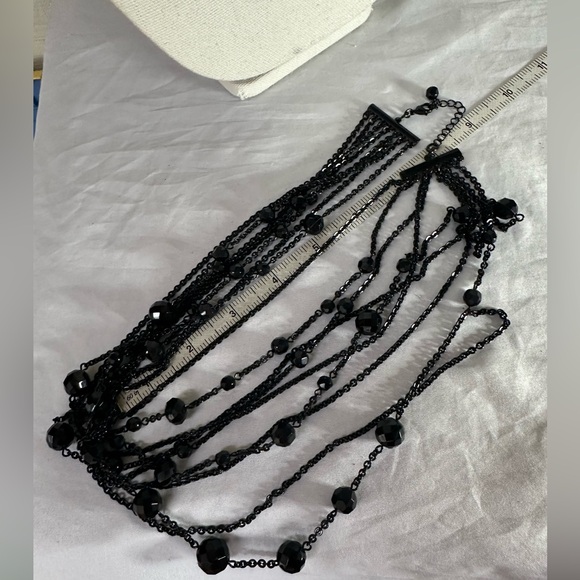 Gorgeous black multi chain necklace with faceted beads - Picture 3 of 4